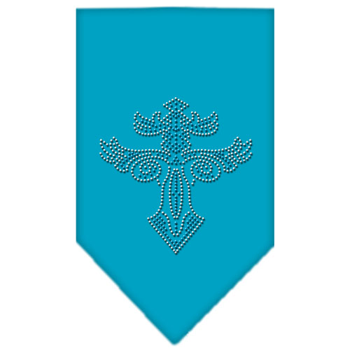 Warriors Cross Rhinestone Bandana Turquoise Large